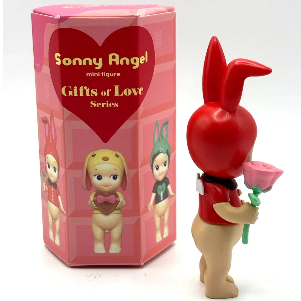 New Kawaii Cupid Angel Mini Figures in Red Rabbit Costume Rose, Cute Toy, Gift